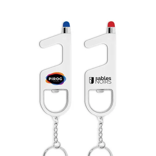 Porte-cles 3 en 1 personnalisé sans contact antibacterien