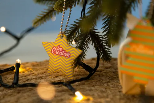 Porte-clés de Noël personnalisé, étoile - publicitaire CreaFelt Key Xmas