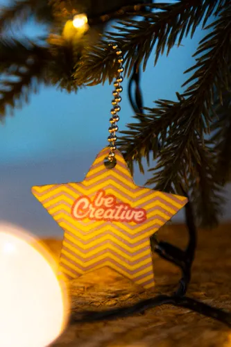 Porte-clés de Noël personnalisé, étoile - publicitaire CreaFelt Key Xmas
