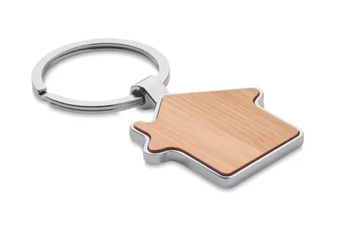 Porte-clés maison métal bambou personnalisé