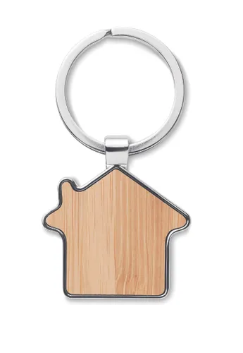 Porte-clés maison métal bambou personnalisé