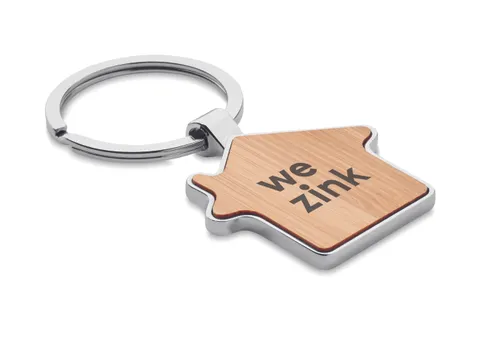 Porte-clés maison métal bambou personnalisé