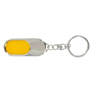 Porte-cles metal personnalisé + insert plastique en boite individuelle | Jaune 03