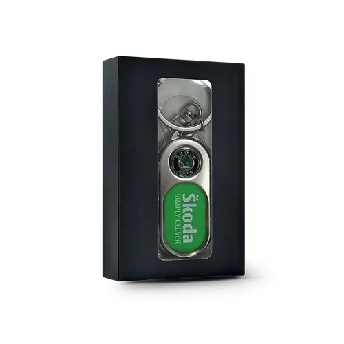 Porte-cles metal personnalisé + insert plastique en boite individuelle