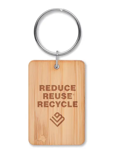 Porte-clés personnalisable rectangulaire en bambou - Angleboo