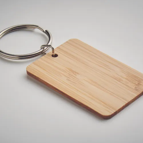 Porte-clés personnalisable rectangulaire en bambou - Angleboo
