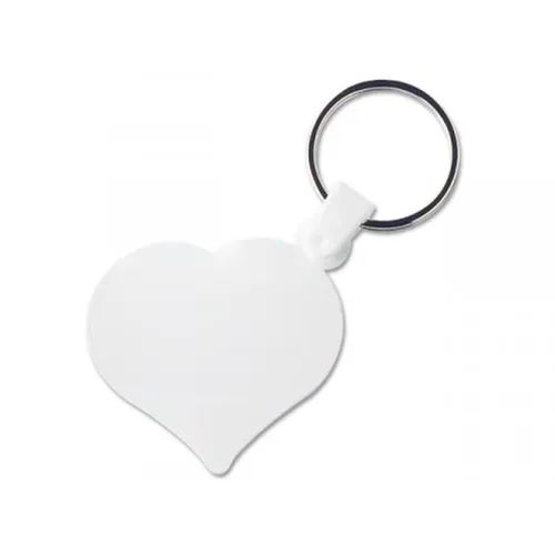 Porte cles plastique souple forme coeur personnalisé (anneau 25 mm)