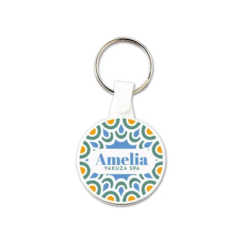 Porte clés publicitaire plastique souple rond ø34 mm (anneau 25 mm)