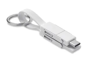 Porte-clés publicitaire avec câble 4 en 1 - Key C | White