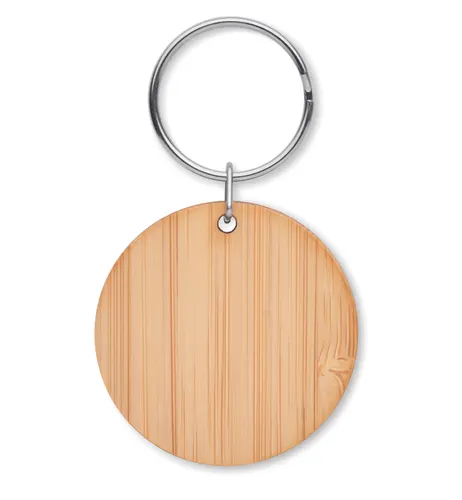 Porte-clés rond en bambou personnalisable