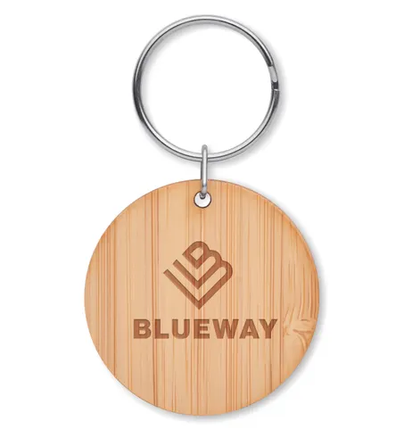 Porte-clés rond en bambou personnalisable