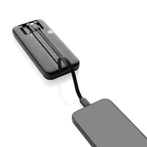 Powerbank 10.000mAh en plastique personnalisé RCS avec câbles Turbopack - XD Collection