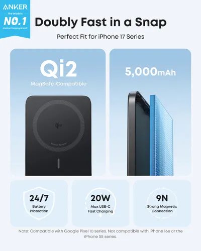 Powerbank 5000mAh 15W MagGo Qi 2.0 Anker Nano - Anker