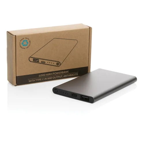 Powerbank personnalisable 4000mAh en plastique recyclé/aluminium RCS - XD Collection