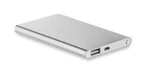 Powerbank ultra plat personnalisé 4000 mAh - Powerflat | Matt Silver