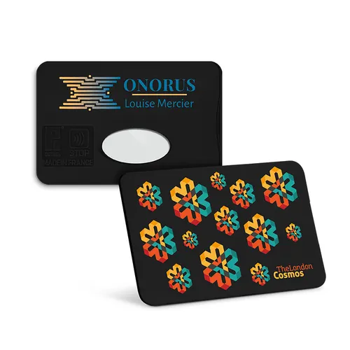 Protege carte de credit publicitaire en matiere recyclee avec blindage anti rfid