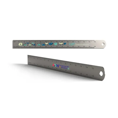 Reglet precision inox 170x15 mm personnalisé avec trou de suspension