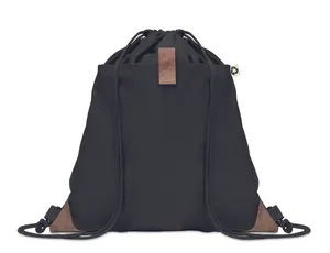 Sac à cordon en coton recyclé Personnalisable - Panda Bag | Black