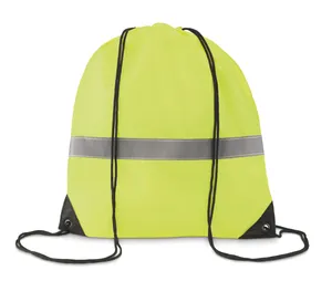Sac à cordons publicitaire avec bandes réfléchissantes - Stripe | Neon Yellow