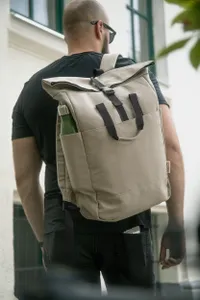 Sac à dos publicitaire en toile recyclée - Rebyss Roll | Naturelle