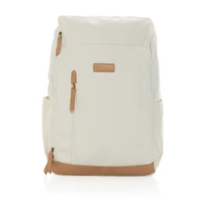 Sac à dos ordinateur Impact AWARE™ personnalisable en toile 16oz recyclé - XD Collection | Blanc cassé