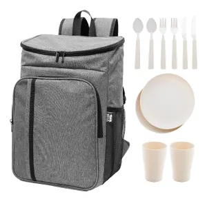 Sac à dos pique-nique isotherme personnalisé en RPET - Duonic | Gris Foncé