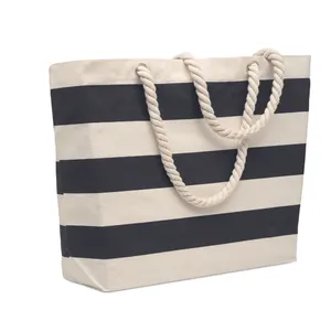 Sac de plage en coton 220 gr/m² - Heaven Stripe | Noir