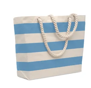 Sac de plage en coton 220 gr/m² - Heaven Stripe | Bleu Bébé