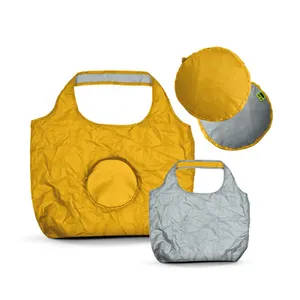 Sac shopping pliable réversible bicolore personnalisé en rpet 20 l | Jaune&Gris