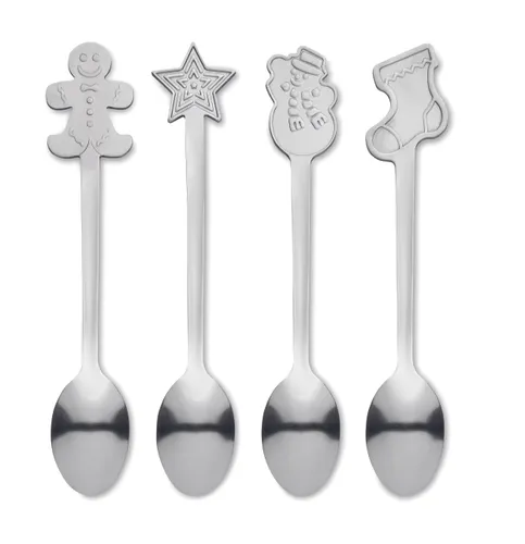 Set 4 cuillères à thé de Noël personnalisées - Chip Set