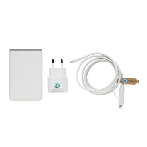 Set batterie câble et chargeur publicitaire 20W en PET recyclé RCS Surge - XD Collection