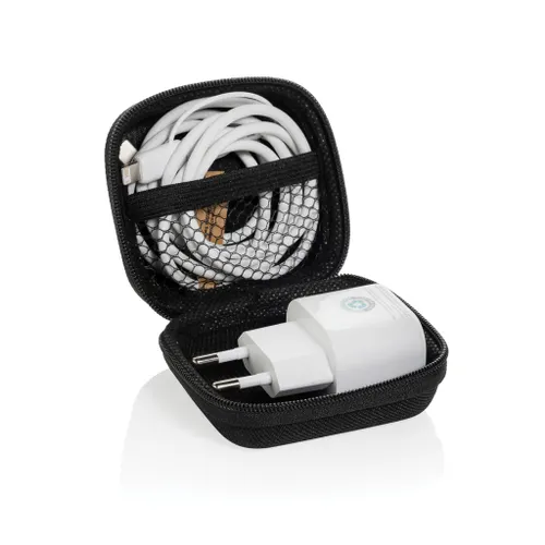 Set câble et chargeur personnalisé 20W en PET recyclé RCS Boost - XD Collection