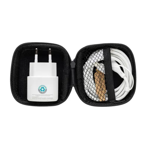 Set câble et chargeur personnalisé 20W en PET recyclé RCS Boost - XD Collection