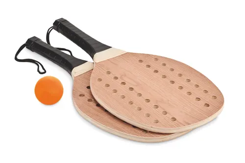 Set de beach tennis en bois de rose - Palas personnalisables.