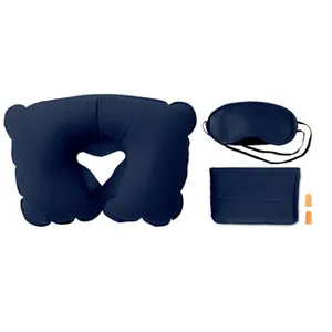 Set oreiller personnalisé, masque et bouchons d'oreilles - Travelplus | Blue