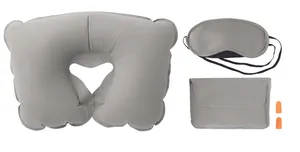 Set oreiller personnalisé, masque et bouchons d'oreilles - Travelplus | Grey