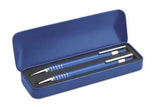 Set stylo bille personnalisé étui métal - Alucolor | Blue