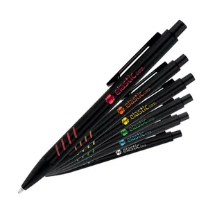 Stylo bille personnalisé ecriture bleu corps et clip metal sous couche coloree