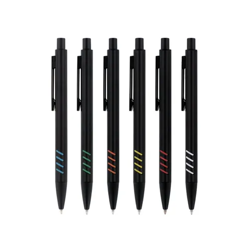 Stylo bille personnalisé ecriture bleu corps et clip metal sous couche coloree