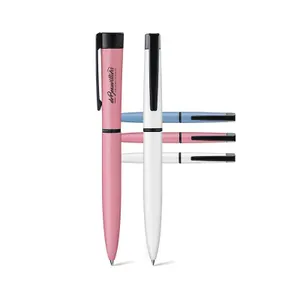 Stylo bille personnalisé écriture bleu corps et clip métal