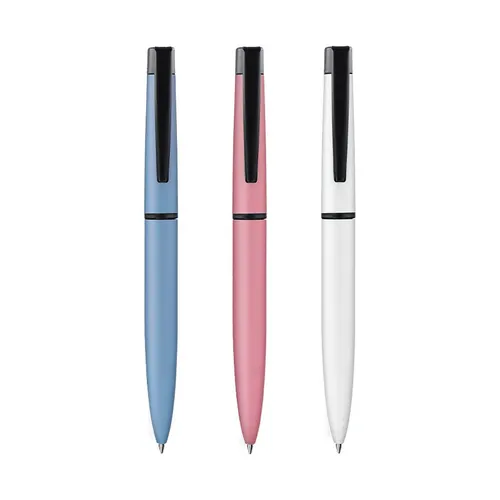 Stylo bille personnalisé écriture bleu corps et clip métal