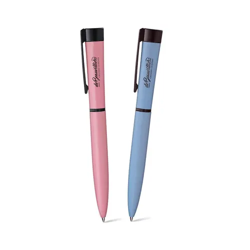 Stylo bille personnalisé écriture bleu corps et clip métal