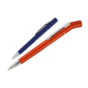 Stylo bille personnalisé écriture bleue corps plastique et clip métal