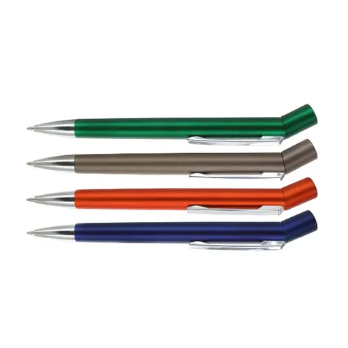 Stylo bille personnalisé écriture bleue corps plastique et clip métal