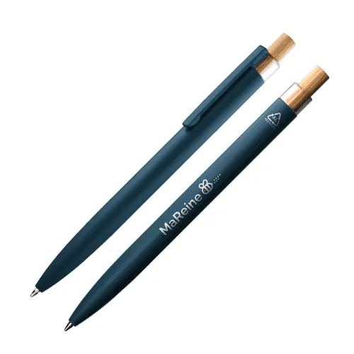 Stylo bille personnalisé écriture bleue en alu recyclé