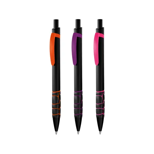 Stylo bille personnalisé écriture noire corps et clip plastique