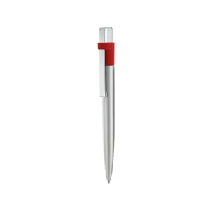 Stylo bille publicitaire ecriture bleue corps et clip metal | Rouge 08