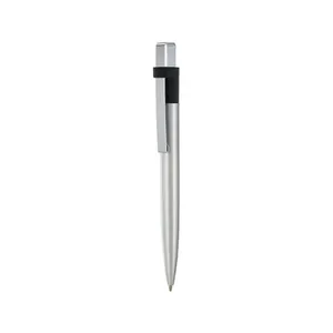 Stylo bille publicitaire ecriture bleue corps et clip metal
