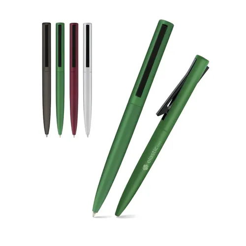 Stylo bille publicitaire écriture bleue corps et clip métal