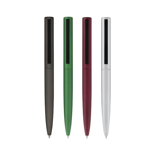 Stylo bille publicitaire écriture bleue corps et clip métal